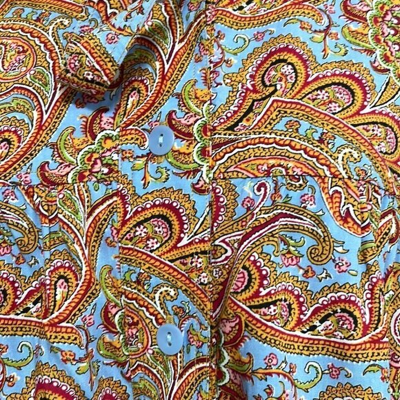 JW Anderson x Uniqlo Gather Dress Button Paisley Orange Blue Size Large L - Picture 10 of 16
